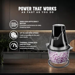 Sujata Chopcraft Electric Chopper 900ml, Vegetable Chopper for Kitchen | Dual Speed | 3200 RPM High Speed Motor | Stainless Steel Blades | Chop, Mince, Whip & Blend | Black