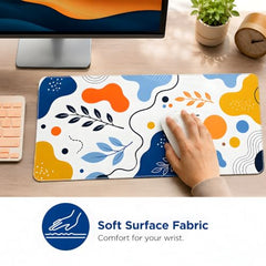 omne TECH Mousepad for Desk | Smooth Waterproof Surface, Anti-Slip Rubber Base, Durable & Comfortable Mouse Pad for Office, Laptop & Computer (Abstract Leaf Patten)