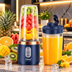 Juicer for Home ^ Lacossi Juicer Mixer Grinder with 1500mAh Battery, 6 Blades 3Gears Fast Blending, 2-Jar Capacity (400ml*2) | 40 Watts Bullet Rechargeable Portable Personal Juicer