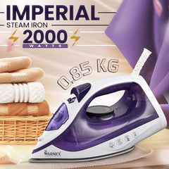 Warmex 2000W Steam Iron Press Black Non-Stick Soleplate | Powerful Steam Burst Removes Wrinkles From Clothes | Quick Heat Up 18-20 Gm Min Steam | Overheat Safety | Fabric Care Steamer Iron (Green)
