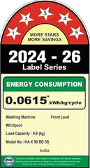 Whirlpool Smart Choice 9 Kg Steam Wash Technology 5 Star Inverter Front Load Fully Automatic Washing Machine with In-Built Heater (SUPREME CARE 9014-E, Midnight Grey, 100+ Tough Stains, 1400 RPM)