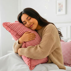 Sleepy Threads Pink Pillow Covers - Set of 2 | 27 x 18 Inch | Rectangular Checkered 220 TC Pillow Cases | Soft & Breathable with Envelope Closure | Throw Pillow Case for Sofa, Living Room, Bedroom