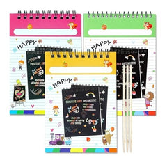 GLUN® Pack of 12 Children's Cartoon Water Magic Painting Book with Water-Based Marker, Different Magical Scenes
