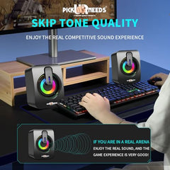 Pick Ur Needs RGB Multimedia Speakers High Bass USB Powered Desktop Speakers with Dynamic LED Lights Wired Speakers for PC, Laptop & Gaming
