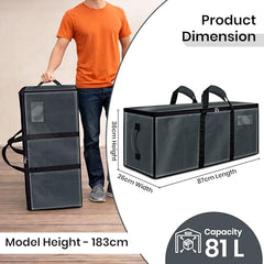 Storite 81 L Jumbo Super-Size Nylon Heavy Duty Underbed Storage Bag | Moisture Proof Multi-Purpose for Toys/Blankets/Clothes/Moving Bags With Strong Handles Rectangular (87x26x36 CM) - Teal
