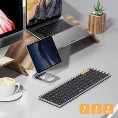 ProtoArc Foldable Bluetooth Keyboard, XK01 Full Size Folding Wireless Keyboard with Number Pad, Portable Travel Keyboard for Windows iOS Android Tablets, Laptops, iPad