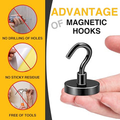DIYMAG Magnetic Hooks 15pcs 30lbs Cruise Essentials 2026 Magnet Hook | Neodymium Heavy Duty Strong Magnets Hanging Ship Cabins Refrigerator Fridge Classroom Beach Vacation Kitchen Grills Home Tool
