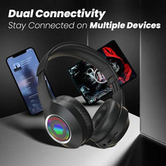 truke Newly Launched BTG 500 Over The Ear Gaming Headphone with 40mm Drivers, 10H of Playtime, Dual Pairing, Gaming Mode (50ms Latency) with RGB LEDs, TF Card with Volume Control, BT 5.4 (Sky Blue)