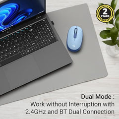ZEBRONICS Groot Wireless Mouse, Dual Mode (2.4GHz + BT), Upto 1600 DPI, Silent Operation, 3 Buttons, Comfortable & Ergonomic, for Mac | Laptop | Computer, with 2 Years Warranty (Blue)