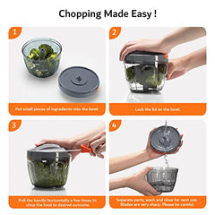 Artikel Manual Chopper & Blender with Storage Lid | Chops Vegetables, Nuts & Fruits | Blends Flour | Egg Beater | Meat Mincer | Large - 900 ml + Vegetable Peeler (Combo Pack)