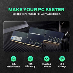 EVM 16GB DDR5 Desktop RAM Memory | 5200MHz | PC5-41600 | Long-DIMM | 288-Pin | CL19 | 1.1V Low Voltage | High Performance | Intel & AMD Compatible | 10 Year Warranty (EVMT16G5200U88P)