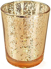 The Purple Tree Rose Gold Mercury Votive Tealight Candle Holders for Diwali and Christmas (Pack of 6) - Corporate Gifts, Home Decor, Decoration - Glass