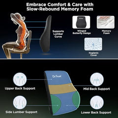 Dr Trust USA Backrest for Car Seat, Office Chair to Sit Up Right, Orthopaedic Memory Foam Cushion/Pillow Back Pain Relief, Lumbar Support, Spine Alignment, and Posture Correction - 360, Black