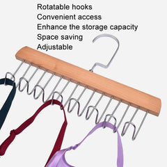 MOMISY Tie Belt Clothes Wooden Hanger Storage Wood Wardrobe Organizers for Men Women Scarf Bag (8 Hooks Natural)