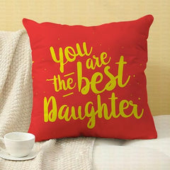 Gift for Daughter Birthday Special Birthday for Daughter Printed Cushion(12 inch X 12 inch with Filler with Keychian) Girls Pillow Daughters Day for Daughter and Girls AT-7