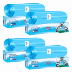 Crystal Scented Garbage Bags Medium 19x22 Inches Blue 120 Bags Pack | Jasmine Scented, 30 Pcs/Roll x 4, Tie-String, For Wet & Dry Waste