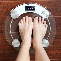 MCP Digital Glass Weight Machine For Body Weight Round Personal Weighing Scale For Home Use Bathroom Weighing Machine (Transparent), 180 Kilograms