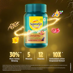 Supradyn Naturals Ginseng Multivitamin Tablet for Men - From India's No.1 Brand | Ginseng & Grapeseed Extract | 12 Vitamins, Zinc, Magnesium | Energy, Immunity, Stamina, Mental Focus | 30 Tablets | Veg