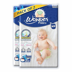 Wowper Easy Pants Baby Diaper | Medium Size Diapers | Diapers with Wetness Indicator | Upto 12 Hrs Absorption | 7-12 Kg | 34 Counts