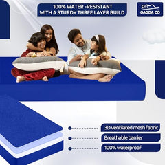 GADDA CO 100% Waterproof Premium Cotton Feel Mattress Protector King Size 78x72 Inch|Ultra Soft Breathable & Fitted Bed Protector Terry Cover Double Bed (6.5x6 feet, Fits 10 Inches, Grey)