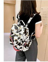 MOMISY Backpack Women handbag and Shoulder Bag PU Leather Travel Waterproof Ladies Girls College- Beige Cow