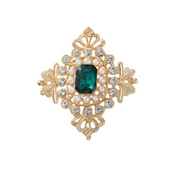 SYGA Brooch Pin Fashion Crystal Rhinestone Jewellery Pin Vintage Clothing Accessories Decoration Green Diamond Brooches For Women- S214