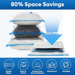 Hudux Pack Of 12 XL (80×120 cm) Vacuum Compression Zipper Storage Bags With Electric Pump, Space Saver Storage Bags For Travel,For Clothes,Bedding,Pillows,Airtight Reusable Vacuum Bags