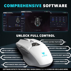 EvoFox Banshee 2 Tri-Mode Wireless Gaming Mouse (2X BT, 2.4G & Wired), PixArt 3311 Sensor, 1000Hz Polling Rate, 12,000 DPI, LCD Display, 6 Programmable Buttons, Software Support, Onboard Memory-Black