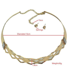 SYGA Cross Border Choker Diamond Women's Earrings And Necklace Jewellery For Women, Engagement, Gift, Party - Gold