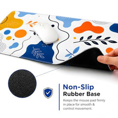 omne TECH Mousepad for Desk | Smooth Waterproof Surface, Anti-Slip Rubber Base, Durable & Comfortable Mouse Pad for Office, Laptop & Computer (Abstract Leaf Patten)