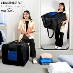 Storite 2 Pack Moisture Proof Nylon Underbed Storage Bag For Clothes Large | (54 x 46 x 28 cm) - BlackRed, Rectangular