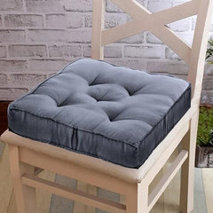 Kuber Industries Pack of 2 Square Chair Pad/Cushion|Quilted Microfiber Fabric & Solid Color|Soft & Comfortable Sitting|Size 45 x 45 x 7 CM (Grey)