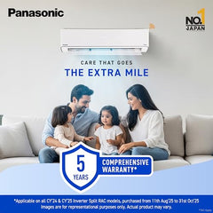 Panasonic 1.5 Ton 3 Star Hot & Cold Inverter Split AC (Higher Airflow, -7~55 Deg. C Operation, Copper Condenser, 7in1 Convertible, 2-Way Swing, PM 0.1 Filter, CS/CU-EZ18BKYF, White)