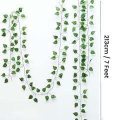 Go Hooked Artificial Hanging Creeper for Home Décor (Pack of 8, 6 Ft) | Money Plant Leaf Garland with 30 Leaves Each | Plastic Decorative Creeper for Balcony, Walls, Garden Decoration