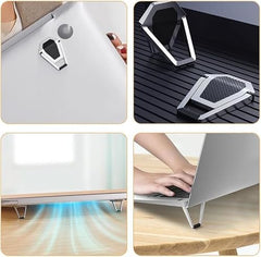 GadgetBite Laptop Mini Stand Premium Metal | Portable Invisible Laptop Riser for Desk, Bed & Table | Ergonomic Cooling Support for 12–20 Inch Laptops Silver (1 Pair)