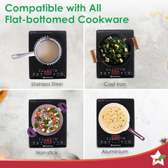 Wonderchef Easy Cook Infrared Cooktop | 2200 Watt Induction Cooktop | LED Digital Panel | Smart Touch Buttons | 2 Year Warranty