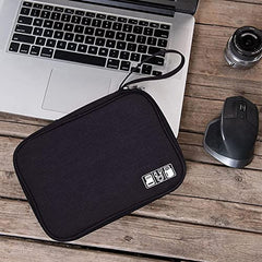 House of Quirk Electronics Accessories Organizer Bag, Universal Carry Travel Gadget Bag for Cables, Plug and More, Perfect Size Fits for Pad Phone Charger Hard Disk (Sky Blue)