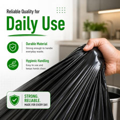 Crystal Pouch Garbage Bags Dustbin Bags and Plastic Covers For Home Malls Parks Hospitals Hotels | Medium Size | Black | 19 X 21 Inch | 6 Packs Of 30 pcs | Total 180 pcs