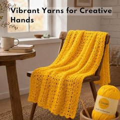 Classyo Acrylic Yarn for Crocheting (100gms x 1 Ball, 4ply) | Soft Wool Crochet Thread | Acrylic Hand Knitting Yarn | Wool for Crochet | For Sweater, Scarf, Hat, Baby Clothes, Purse, Gift Bags and DIY Crafts (Butter, Pack of 1)