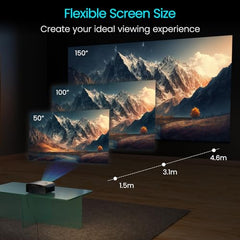 Portronics Beem 450 Smart LED Projector with 1080p Full HD Resolution, Built-in Streaming Apps (Netflix, Prime Video, Hotstar), 4000 Lumens, Screen Mirroring, 3 Watt Speaker, Bluetooth, Wi-Fi (White)
