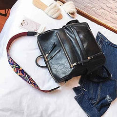 MOMISY Backpack Purse Women Vintage Multipurpose Rucksack Design handbag and Shoulder Bag PU Leather Travel Daypack Bag Waterproof Ladies Girls College School Bag-Black