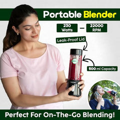 InstaCuppa Portable Blender Bottle, Long Lasting 6000 mAh Battery with Fast Charging, LED Display for Battery Status & 40-Second Blend Timer, Sipper Lid & Detachable Bottom Cap, 230 Watts, 600 ML