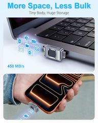 TWOPAN Nano SSD 256GB, USB-C External SSD with Fingerprint Lock Compatible with Steam Deck, PS5, Selfie Stick, Android, iPad, iPhone 17/16/15, MacBook, Travel and Backup