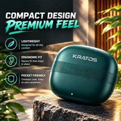 Kratos TW02 Ear Buds Wireless with 60H Playtime, Noise Isolation & Clear Calls, Bluetooth Earbuds with Voice Assistant, Ear Buds with Bluetooth V 5.3 & with Type C Fast Charging, IPX5 TWS Earphones