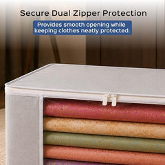 Homestrap set of 6 Foldable Saree Covers/Clothes Storage Bag/Wardrobe Organizer With Transparent Window And Zip For Lehenga, Suit, Dress,& Accessories (Grey)(Featured on Shark Tank), Polypropylene