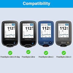 MEDMAX Case for Freestyle Libre 3/2 / Libre Reader Blood Glucose Monitor, Case with Neck Holder for Hanging, Faux Leather Protective Cover with Carabiner Clip for Diabetics (Navy Blue)