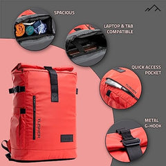 TRIPOLE Tusker Roller Top Laptop Backpack for Daily Use and Travelling | Water-repellent fabric, Anti Theft Pockets and Expandable size (Khaki)