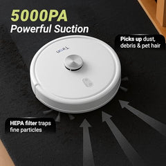 TIRON TRV 20 Max Robotic Vacuum Cleaner, Self-Empty Station, 2-in-1 Vacuum & Mop, Lidar Navigation, 5000 Pa Suction, Highest Battery & Longest Runtime, Obstacle Climbing, Advanced Mapping