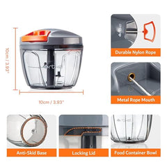 Artikel Manual Chopper & Blender with Storage Lid | Chops Vegetables, Nuts & Fruits | Blends Flour | Egg Beater | Meat Mincer | Large - 900 ml + Vegetable Peeler (Combo Pack)