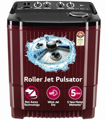 LG 11.5 kg, 5 Star, Roller Jet Pulsator with Soak, Wind Jet Dry Technology, Semi-Automatic Top Load Washing Machine (2025 Model, P115ASDAZ, Smart Filter & Rat Away feature, Burgundy)